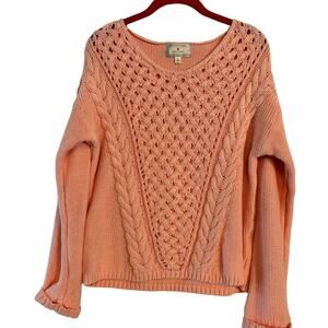 Ruby Moon Cable Knit Light Pink Sweater Womens Size Large